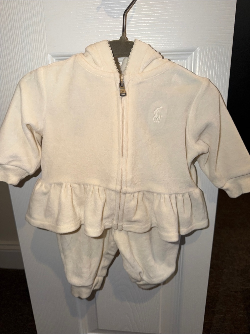 Ralph Lauren Cream Baby Girls Hoodie & Pants Matching Set